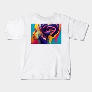 Painted Insanity Dripping Madness 3 - Abstract Surreal Expressionism Digital Art - Bright Colorful Portrait Painting - Dripping Wet Paint & Liquid Colors Kids T-Shirt